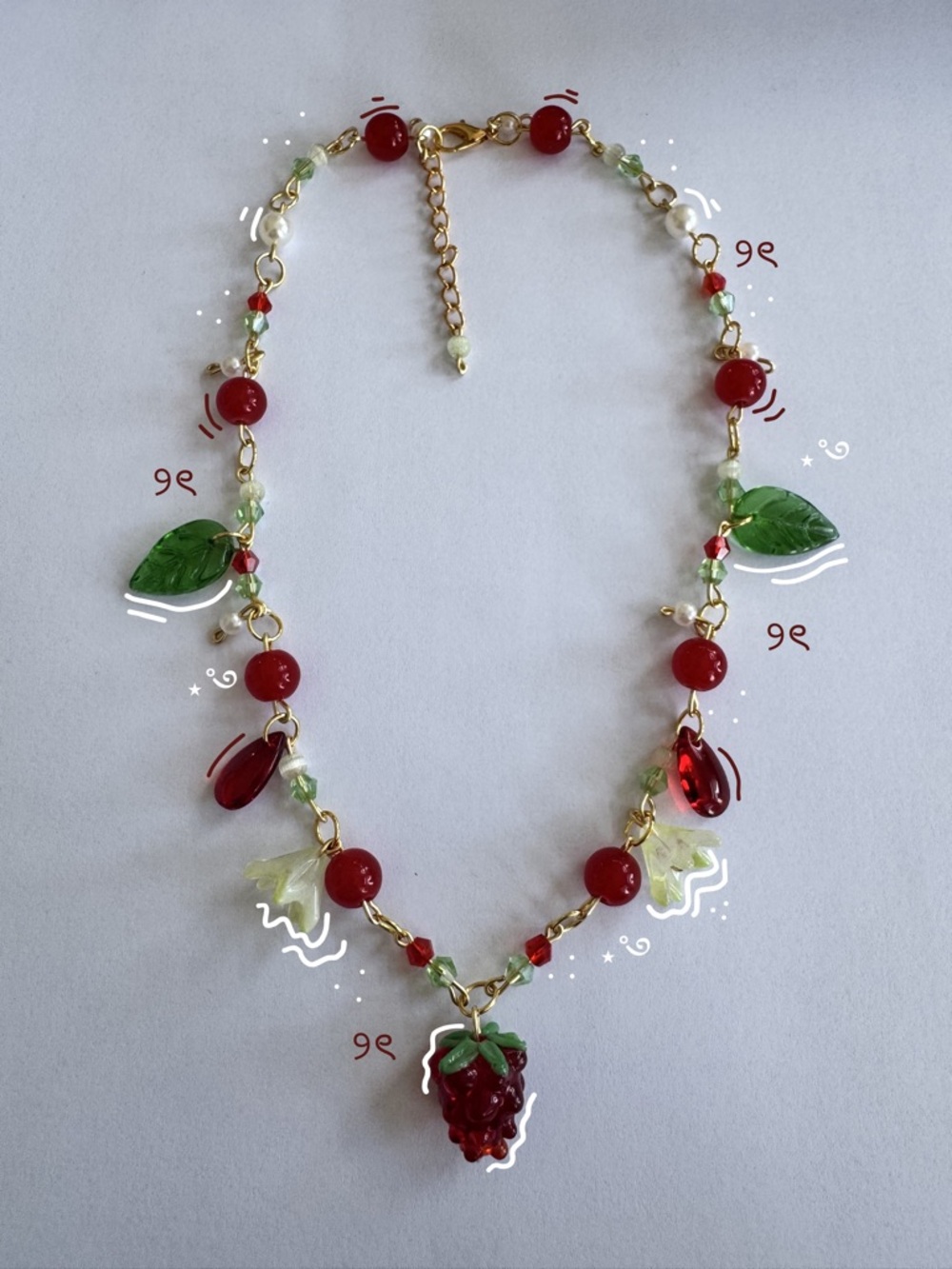 Handmade raspberry necklace